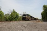 NS 4595 takes train 596 west with coal empties at Thompsontown PA
